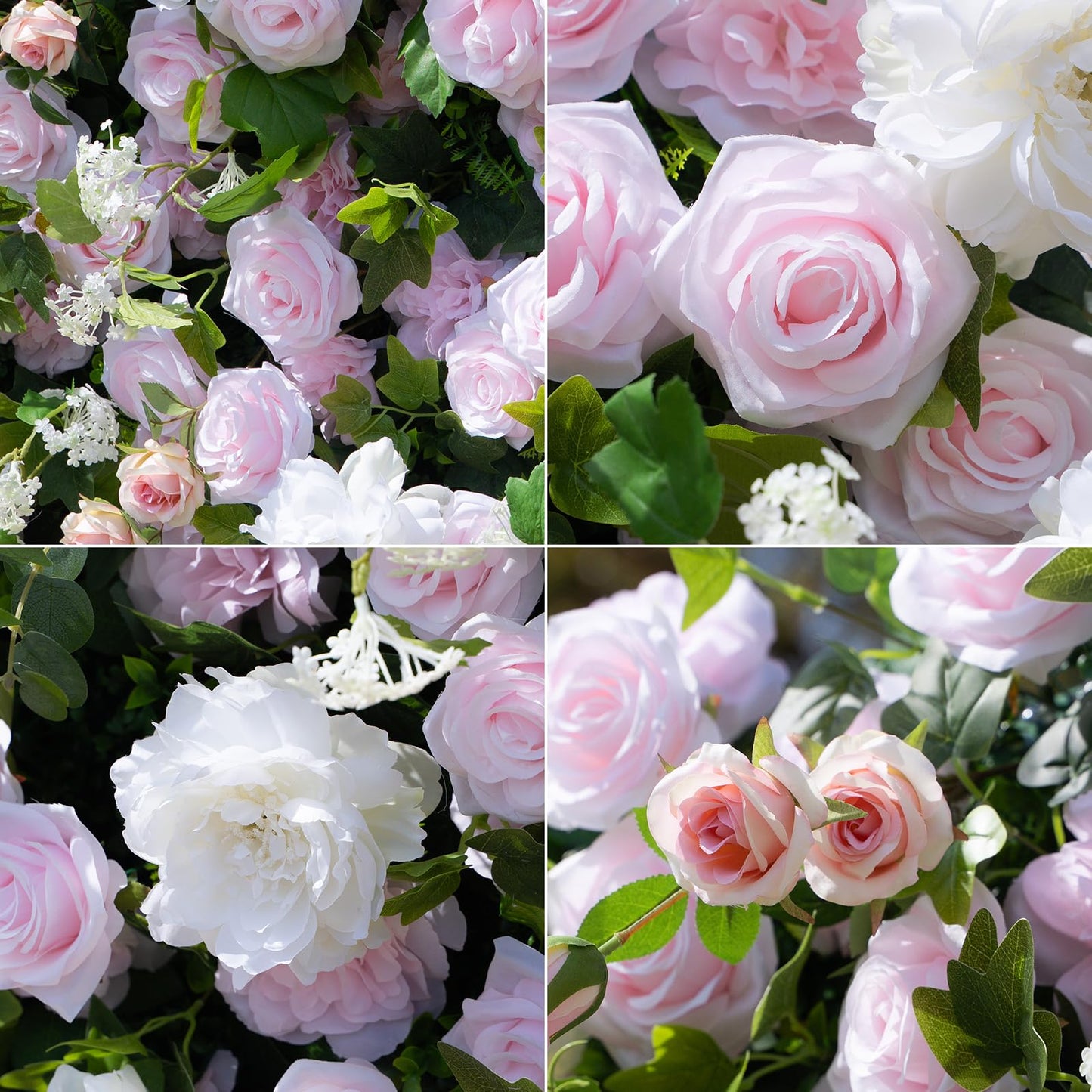 Artificial Luxury‌ Flower Wall Panels, Gorgeous 3D Silk Floral Backdrop for Wedding, Baby Show, Party and Home Decor, Quick Assembly/Storage, Both Eco ＆ Pet Friendly, 4ft*8ft