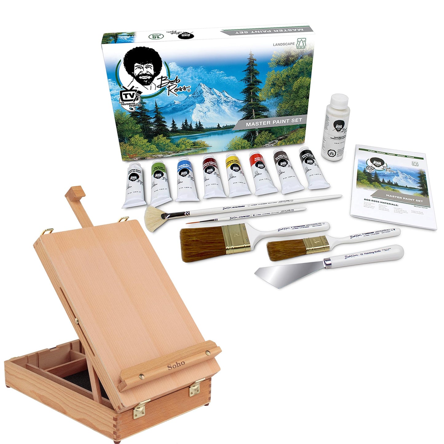 Master Artist Oil Paint Set Includes Wood Art Supply Carrying Case Sketchbox w/Easel
