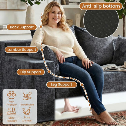 Loveseat Sofa Bed, Convertible Silky Velvet 5-in-1 Foldable Boneless Sleeper Couch, Pull Out Floor Futon Sofa with 4 Pillows, No Assembly Multi-Functional Sofa for Living Room Bedroom Small Apartment
