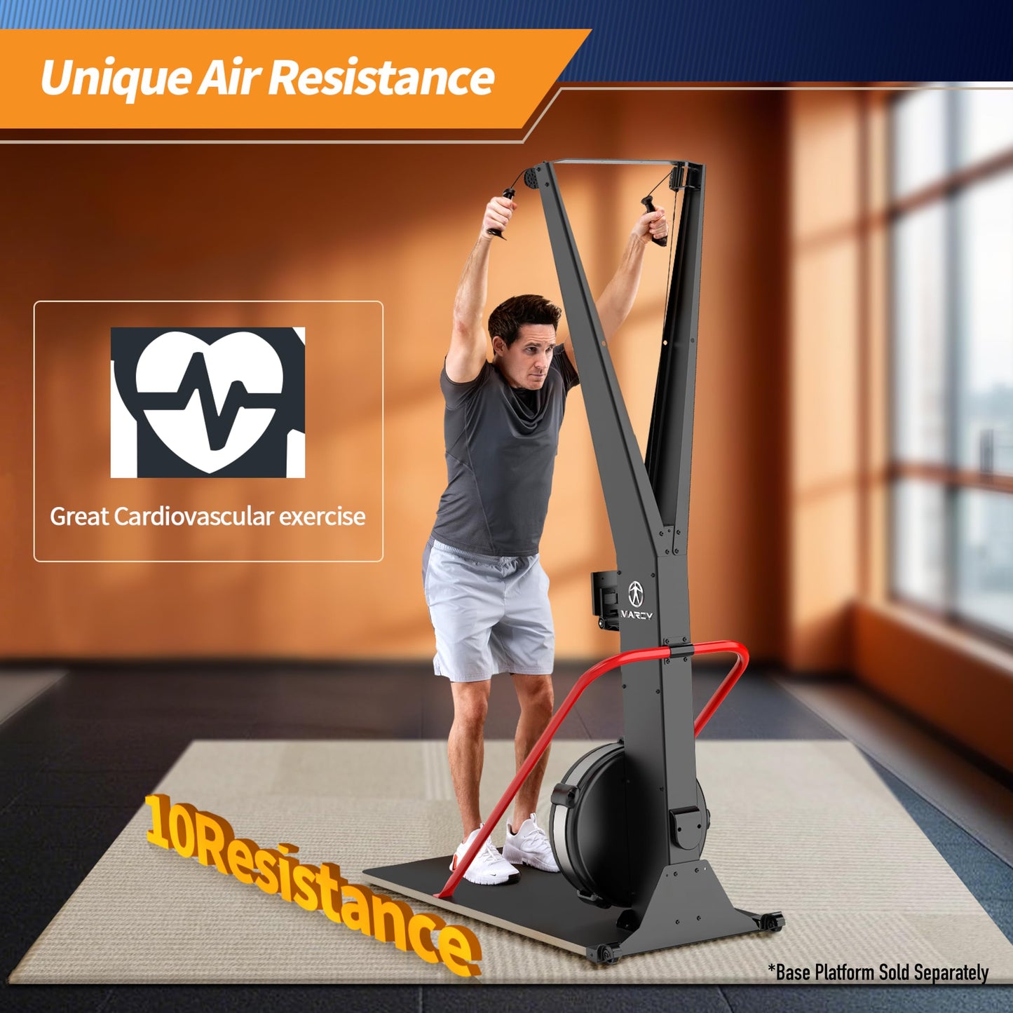 Marcy Cross Country Ski Trainer, Wall-Mounted Skiing Machine with Optional Base Platform (Sold Separately) NS-0357-SKI