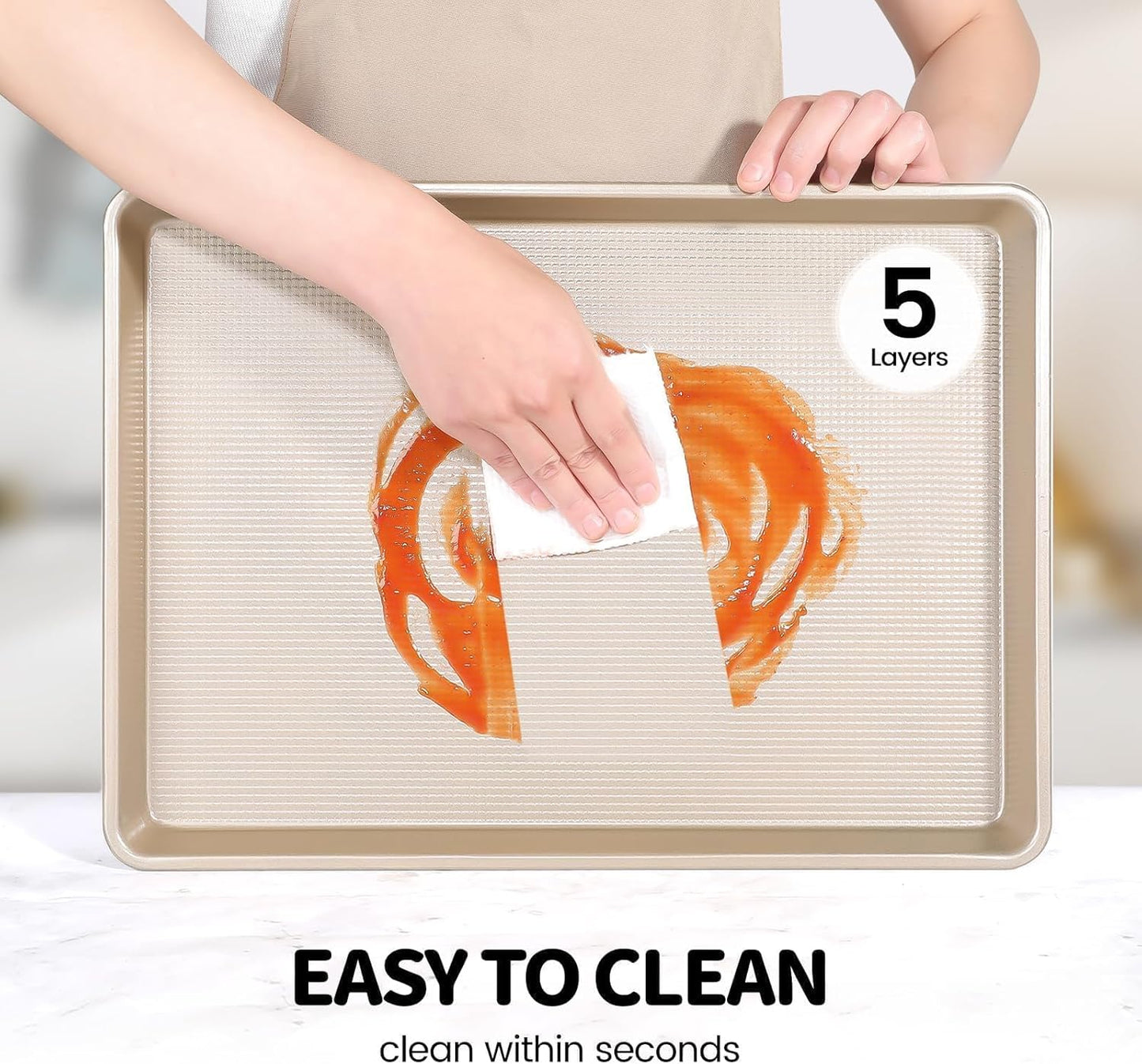 Quarter Sheet Pan, Non-Stick Baking Sheet, Cookie Sheets with Square Texture Pattern, Thicker Carbon Steel Baking Tray