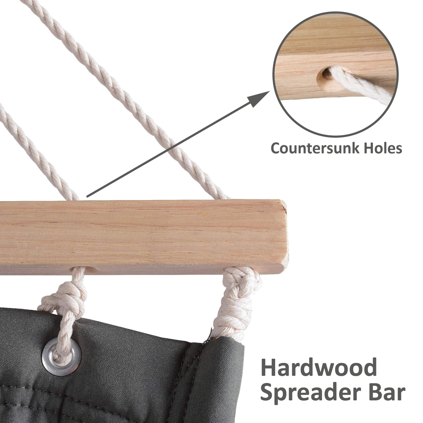 SUNCREAT Hammocks Double Hammock with Wooden Stand Included, Outdoor Hammocks for Outside, 475 lbs Capacity, Dark Gray