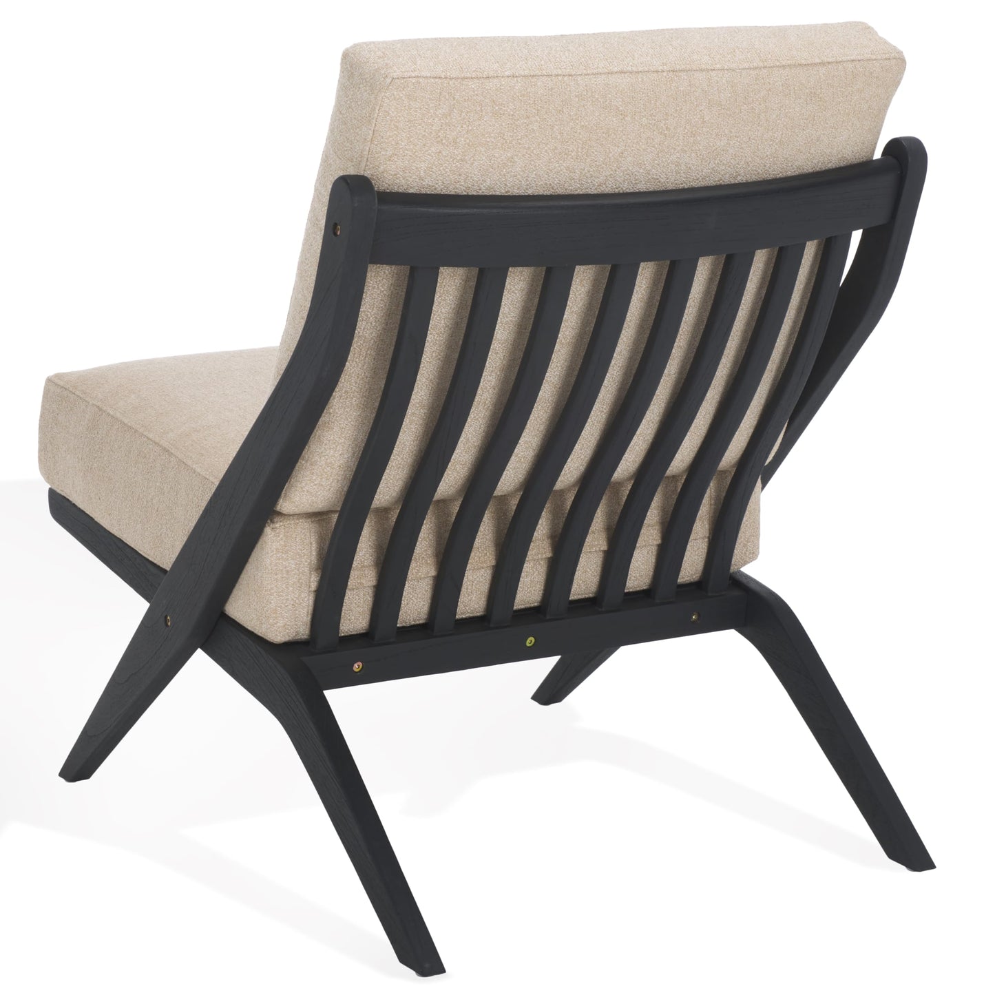 SAFAVIEH Couture Collection Nicki Scandinavian Sand/Black Boucle Solid Wood Accent Chair