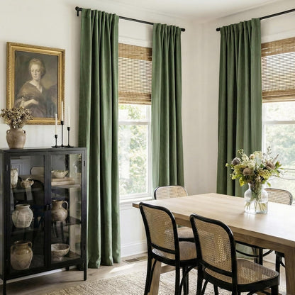 Skiennix 100% Blackout Curtains - Thermal Insulated Olive Green Drapes, 50" W x 102" L, 2 Panels Set