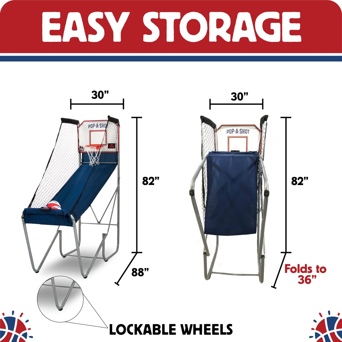 Pop-A-Shot - Home Single Shot | Arcade Basketball Fun at Home | Infrared Sensor Scoring | 6 Game Modes | 4 Balls | Foldable Storage | for All Players