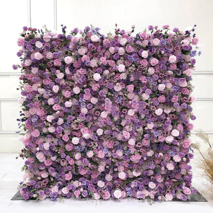 Handmade Purple Roses Wall Large Artificial Flower Wall Backdrop Panels,Rose Wedding Backdrop 5D Floral Wall Fabric Flower Wall For Party Baby Shower Bridal Wedding Background,3m*3m/10*10FT