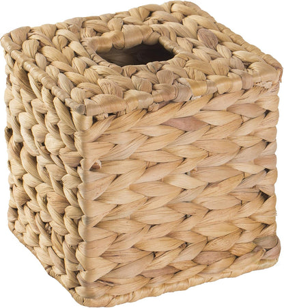 Vintiquewise Water Hyacinth Wicker Tissue Box Cover, Square