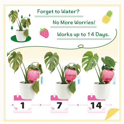 Extra Large Plant Watering Globes for Plants - 19oz Plant Watering Devices, Vacation Self Watering Globes with Slow Release, Indoor Plant Watering Bulbs, Plastic, 2-Pack(1 Pineapple & 1 Strawberry)