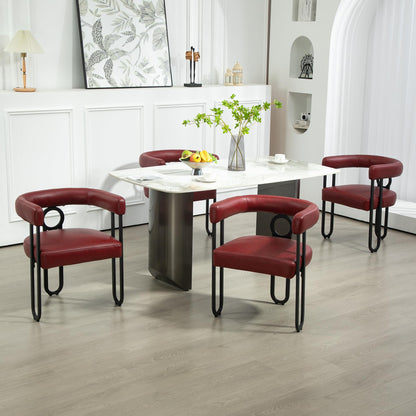House Hold Contemporary Designed Chenille Fabric Upholstered Accent,Dining Chair,Barrel Side Chairs Kitchen Armchair for Living Room Set of 1 (Wine Red PU)