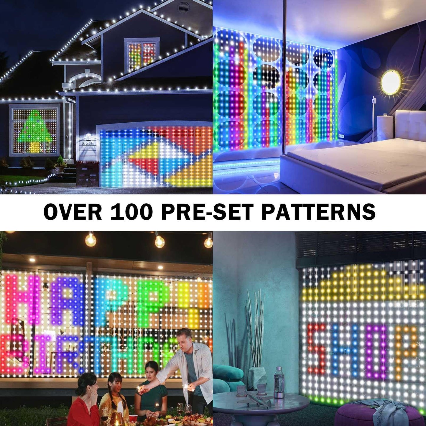 ASTRAEA Smart Curtain Lights 400 LED Curtain Light with APP & Remote,Music Sync,Timer,Indoor Outdoor 6.6Ftx6.6Ft DIY String Fairy Light for Christmas,Halloween,4th of July,Bedroom Wall Backdrop Yard