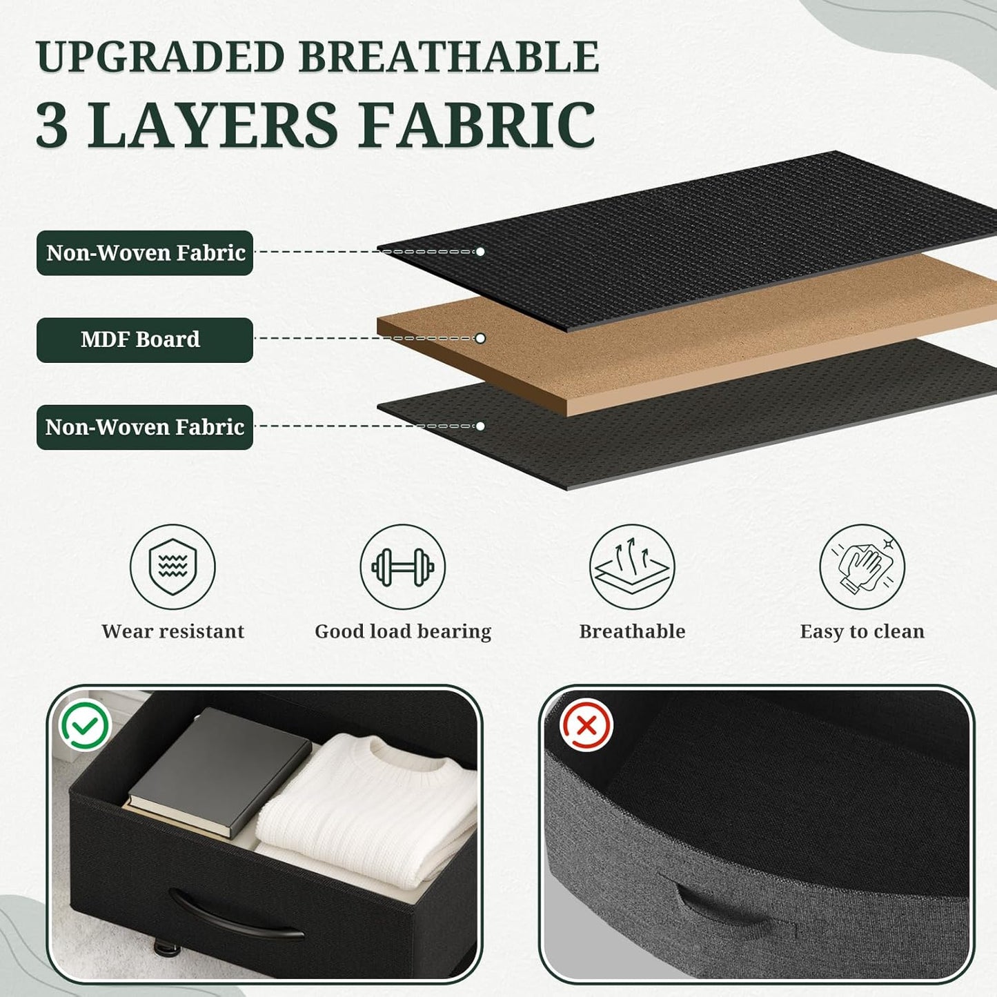 2 Nightstand with Charging Station, Bedside Table with USB Ports & Outlets, Small Dresser End Table with Fabric Drawer