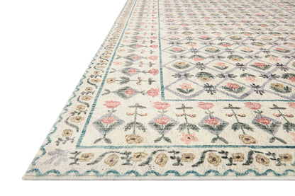 Loloi Rifle Paper Co. Eden Collection EDE-03 Lattice Ivory 7'-6" x 9'-6" Area Rug feat. CloudPile™