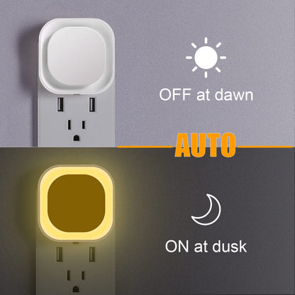 2 Pack Plug in Amber Night Light, Auto Dusk to Dawn, Soft Glow, Dimmable, Diffused Light, LED Lights for Bedroom, Kids, Bathroom, Sleep, Baby Nursery, Toddler, Hallway, Kitchen, Home Decor