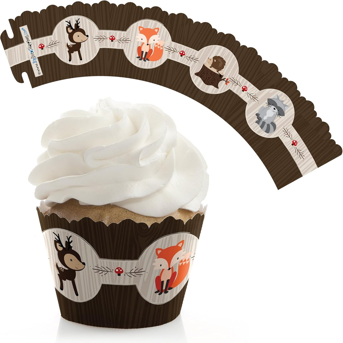 Big Dot of Happiness Woodland Creatures Cupcake Wrappers Set, 12