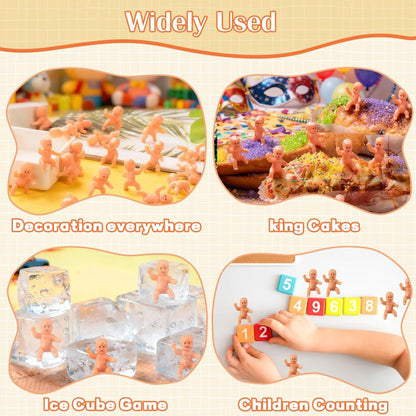 ZZYFGH 48 PCS King Cake Babies, 1.2 Inch Mini Plastic Babies for King Cake Baby Shower, My Water Broke Ice Cube Game, King Cake Baby for Party Decorations