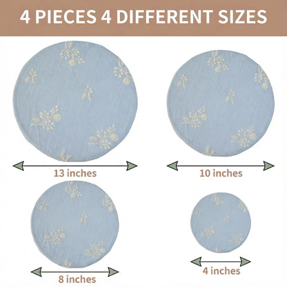 Lospara Reusable Bowl Covers for Bread Proofing (Set of 4) - Breathable Natural Cotton Sourdough Accessories - Elastic Durable Fabric Food Lids for Baking Supplies (Dusty Blue)