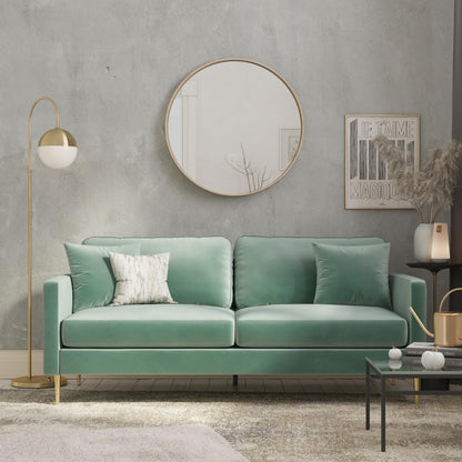 CosmoLiving by Cosmopolitan Highland Sofa Couch with Pillows, Green