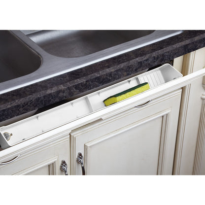 Rev-A-Shelf 30" Tip-Out Plastic Sink Tray for Kitchen and Bathroom Base Cabinets, Large Pullout Vanity Shelf Home Organizer, White, LD-6591-30-11-1