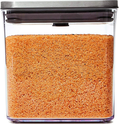 2.8 OXO Steel POP Container Big Short Sqaure - Qt for Cereal, Grains and More Grey