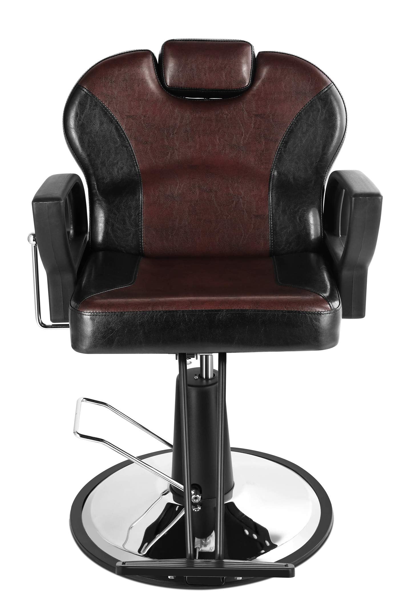 Beautymega Vintage Hydraulic Pump Hair Cutting Chairs Reclining Beauty Salon Styling Chairs (Black & Brown)