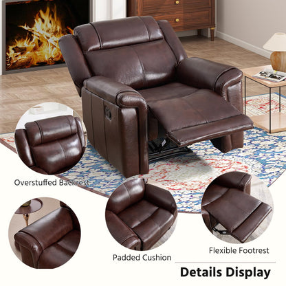 ANJ Premium Genuine Leather Manual Recliner Chair for Adults, Overstuffed Recliners Set of 2 with Padded Backrest, Heavy Duty Reclining Sofa for Living Room, Rust Brown