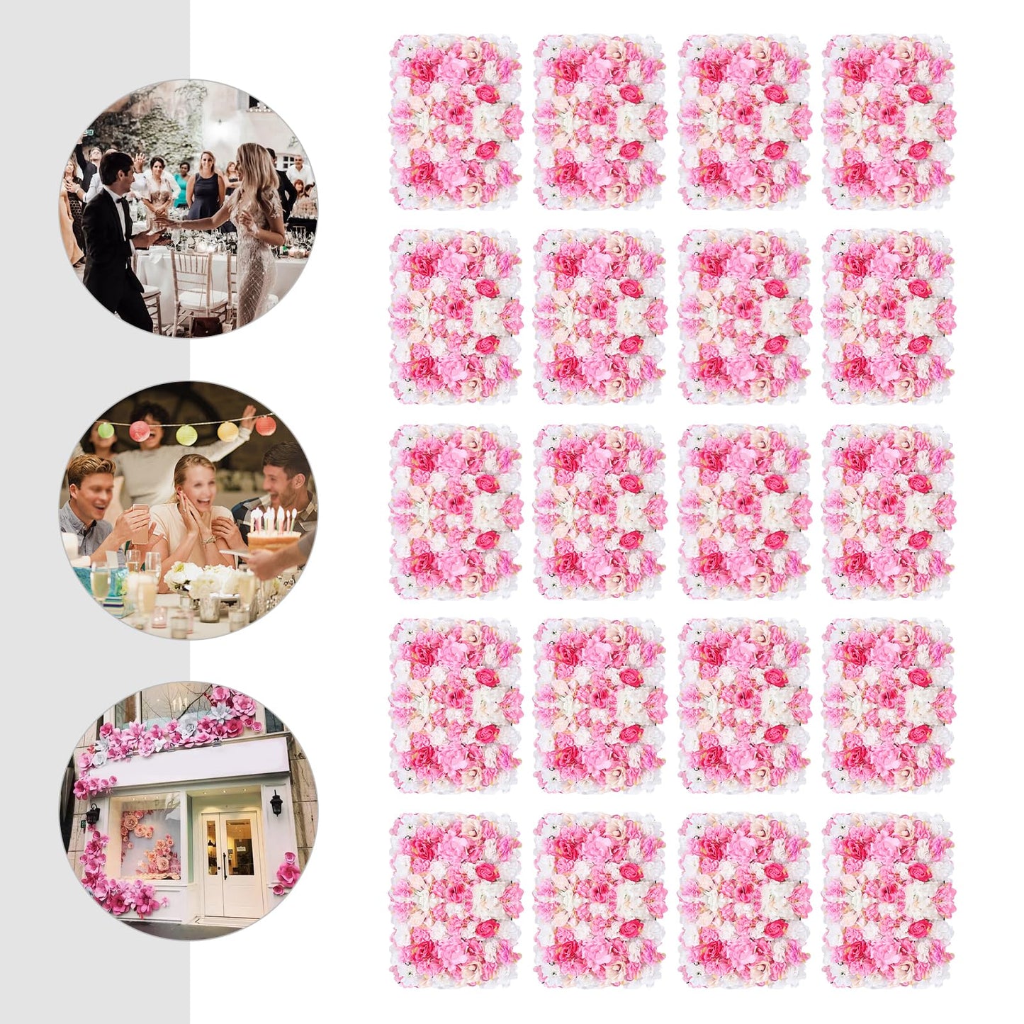 Gdrasuya10 20x Artificial Flower Wall Panels Backdrop Wedding Party Background Venue Decor