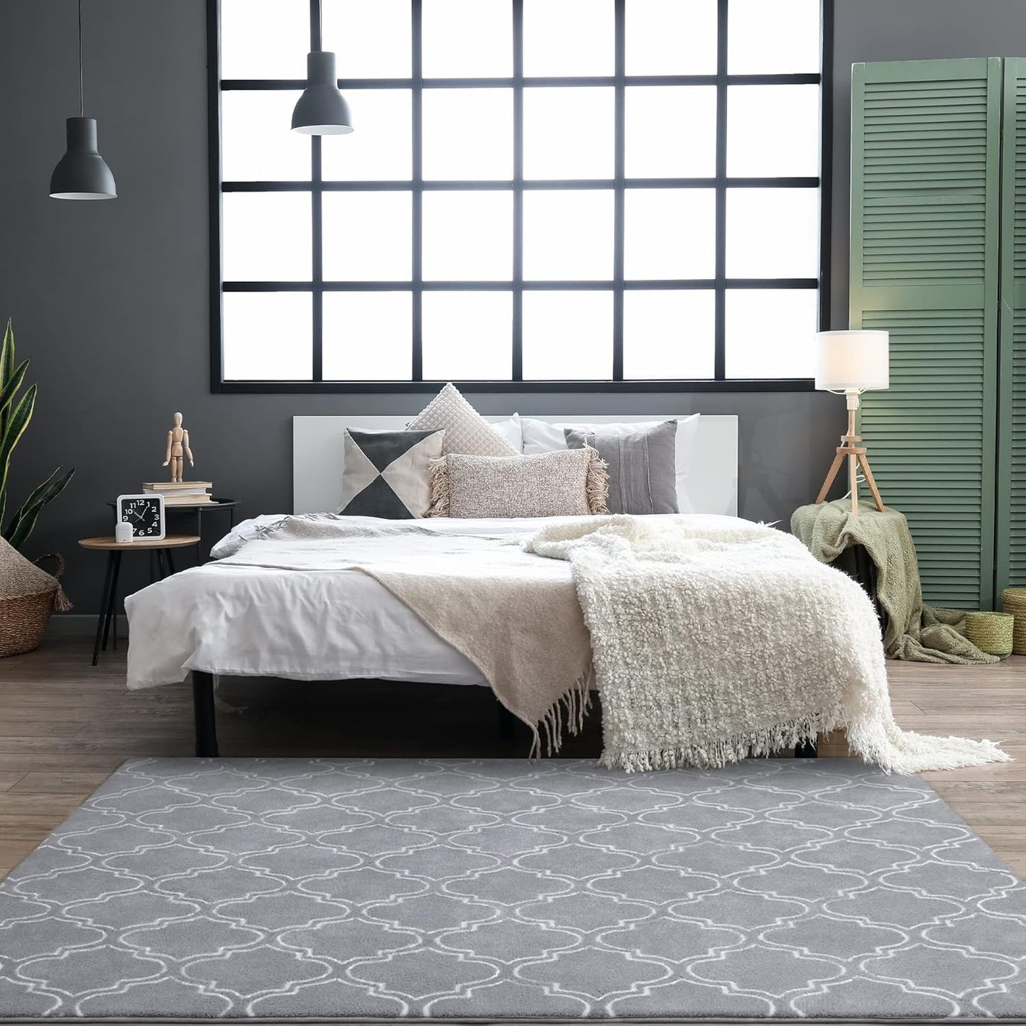 4x6 Chicrug Shag Geometric Modern Area Rug for Bedroom, Feet Memory Foam Indoor Carpet, Fluffy Rug for Living Room