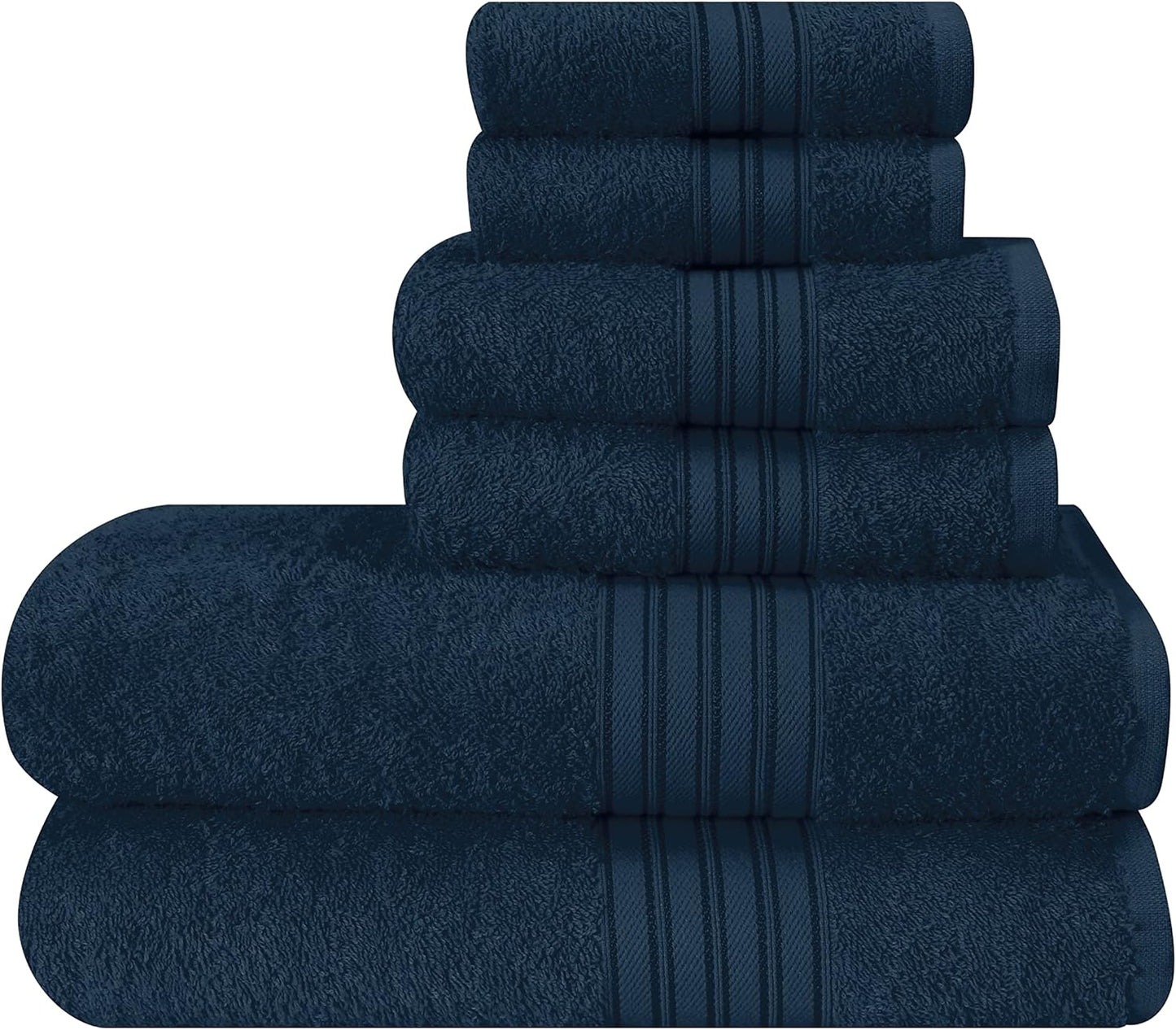 6 Pack Set, 2 28x55 inch, 2 16x24 inch 2 12x12 inch, BOUTIQUO Cotton Towel Contains Bath Towels Hand Towels & Wash