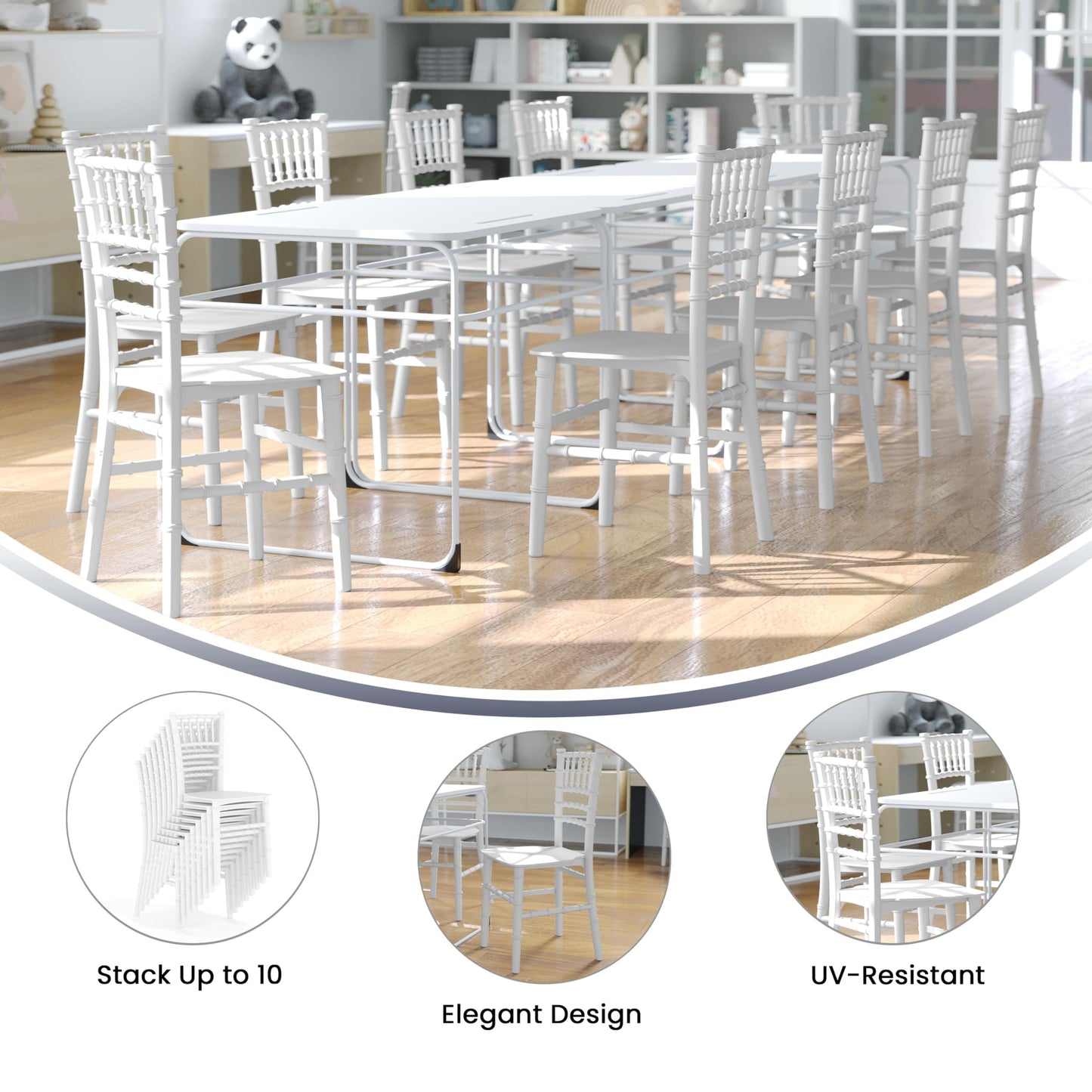 Flash Furniture Hercules Series Children's Resin Event Chairs, Commercial/Residential All Occasion Chairs for Kids, 330 lb. Static Weight Capacity, Set of 10, White