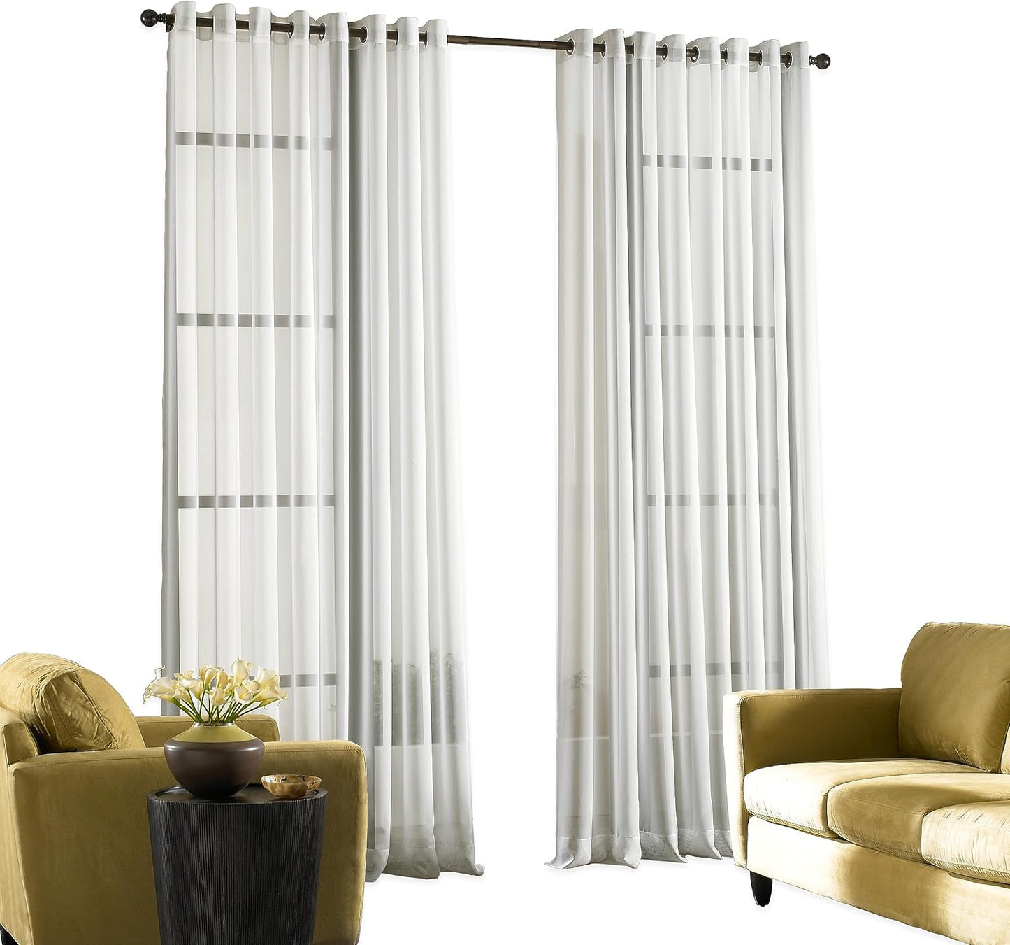 Curtainworks 1Q804304WI Soho Voile Sheer Grommet Panel, 59 by 144", Winter White