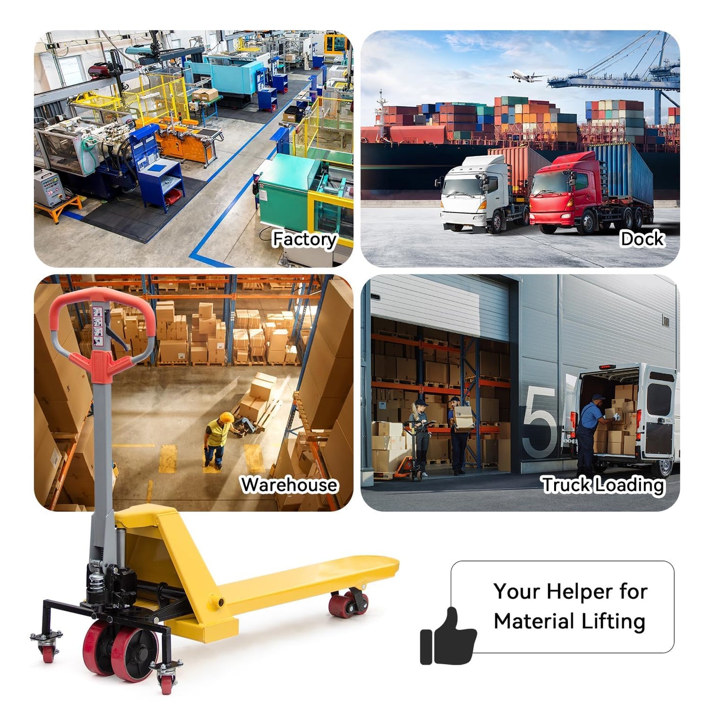 Single Manual Pallet Jack 2200 LBS Capacity Heavy Duty Hand Pallet Truck, Fork Size Nylon Wheels Industrial Hand Pallet Jack, Perfect for Warehouse Factory Garage and Material Handling Equipment