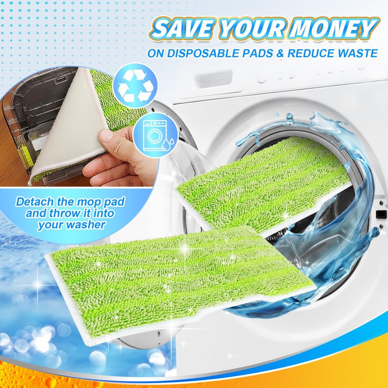 Reusable Vac Mop Replacement Pads Refills Compatible with Shark Vac Mop VM252 VM200 VC205 VM250 Wet and Dry Mop Pads Vacuum Mopping Pad Refill for Hardwood Floor Cleaning, 6 Pack