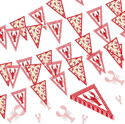 5PCS Summer Gameza Crawfish Boil Party Decorations, Crawfish Pre Strung Pennant Banners Table Birthday Decoration