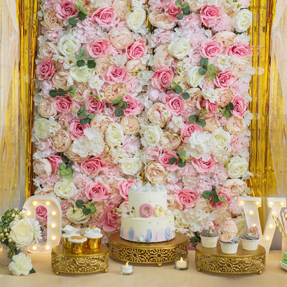 GOUZIBHD Flower Wall Panel, Fake Silk Flower Backdrop, Artificial Flower Wall Mat for Wedding Party Bridal Baby Shower Living Room Decor, 16 X 24 in Silk Rose Wall(Size:12PCS)