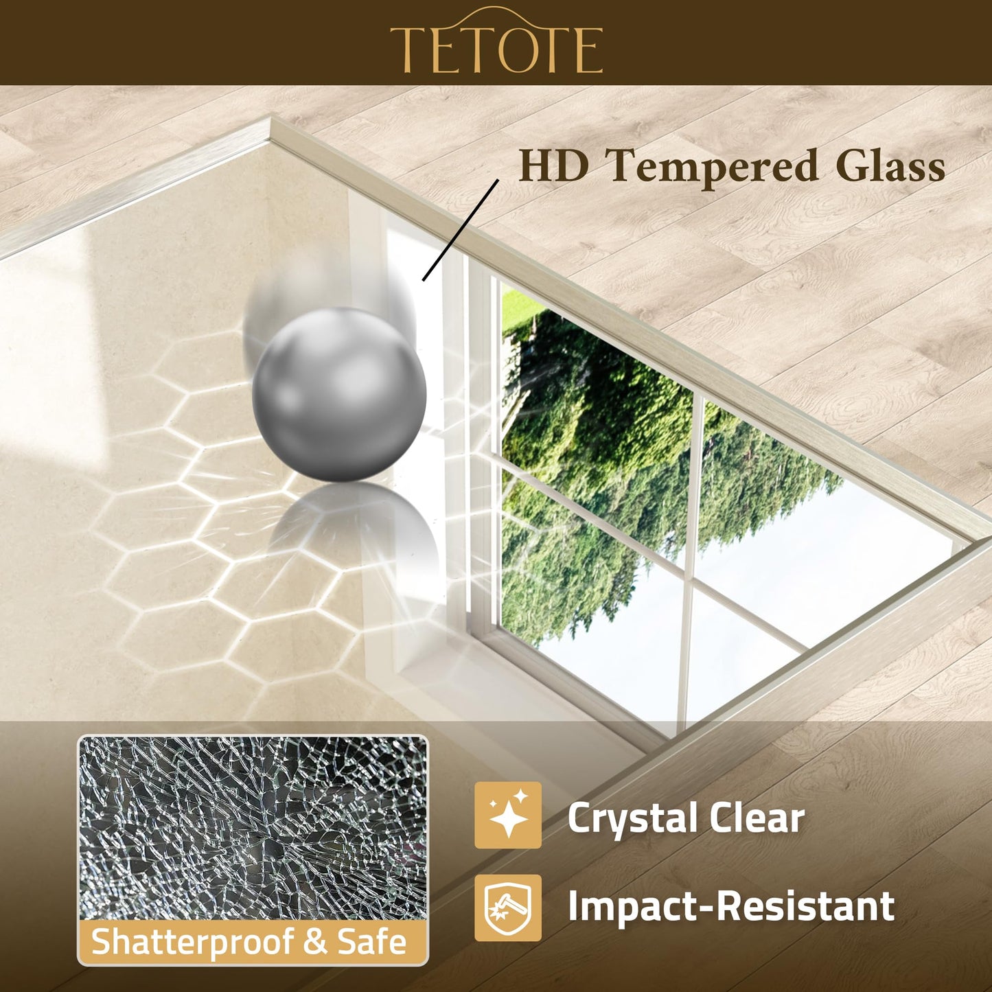 TETOTE Brushed Nickel Vanity Mirror for Bathroom 60" x 36" Beveled Frame Rectangle Bathroom Mirror for Over Sink Brushed Nickel, Tempered Glass, Stronger Frame, Modern Farmhouse Bedroom, Entryway