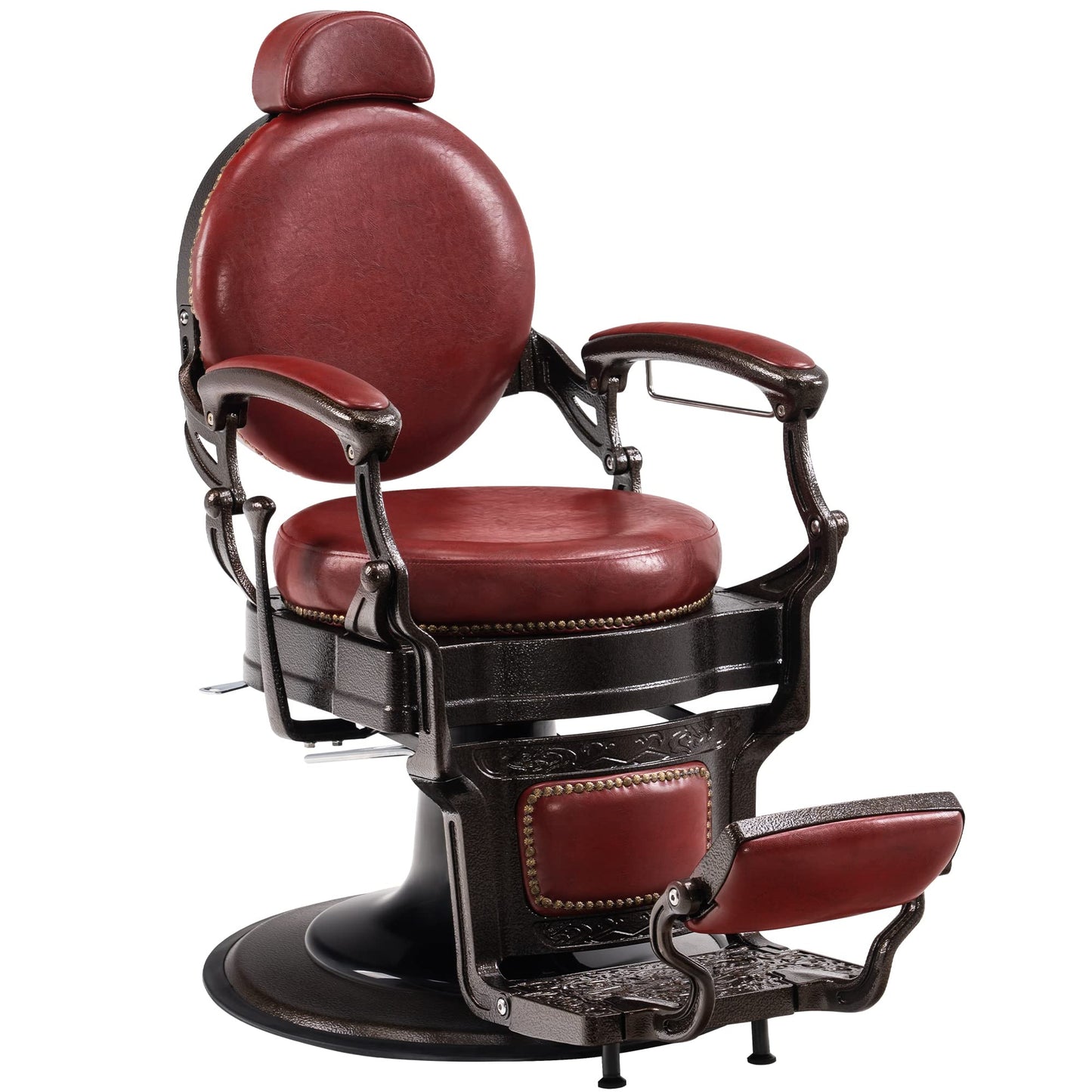 BarberPub Heavy Duty Metal Vintage Barber Chair All Purpose Hydraulic Recline Salon Beauty Spa Chair Styling Equipment 9201 (Red)