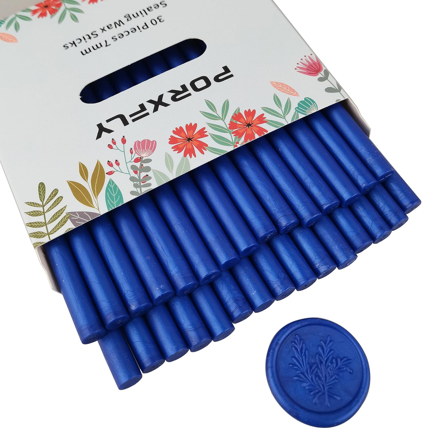 30 Pieces 7mm Sealing Wax Sticks for Glue Gun,PORXFLY Mini Wax Seal Sticks Great for Cards Envelopes,Wedding Invitations,Gift Wrapping,Wine Packages (Sapphire Blue)
