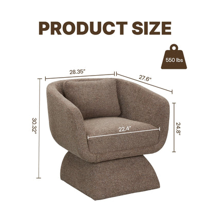 DEECUS. Modern 360° Swivel Accent Chair with Armrest & Curved Back, Soft Cushioned Barrel Lounge Chair (Otter)