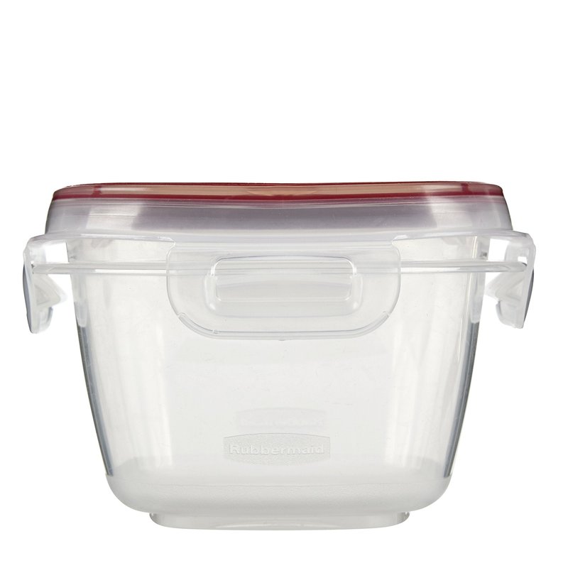 Rubbermaid Lock-Its Square Food Storage Container with Easy Find Lid, 2 Cup, Racer Red