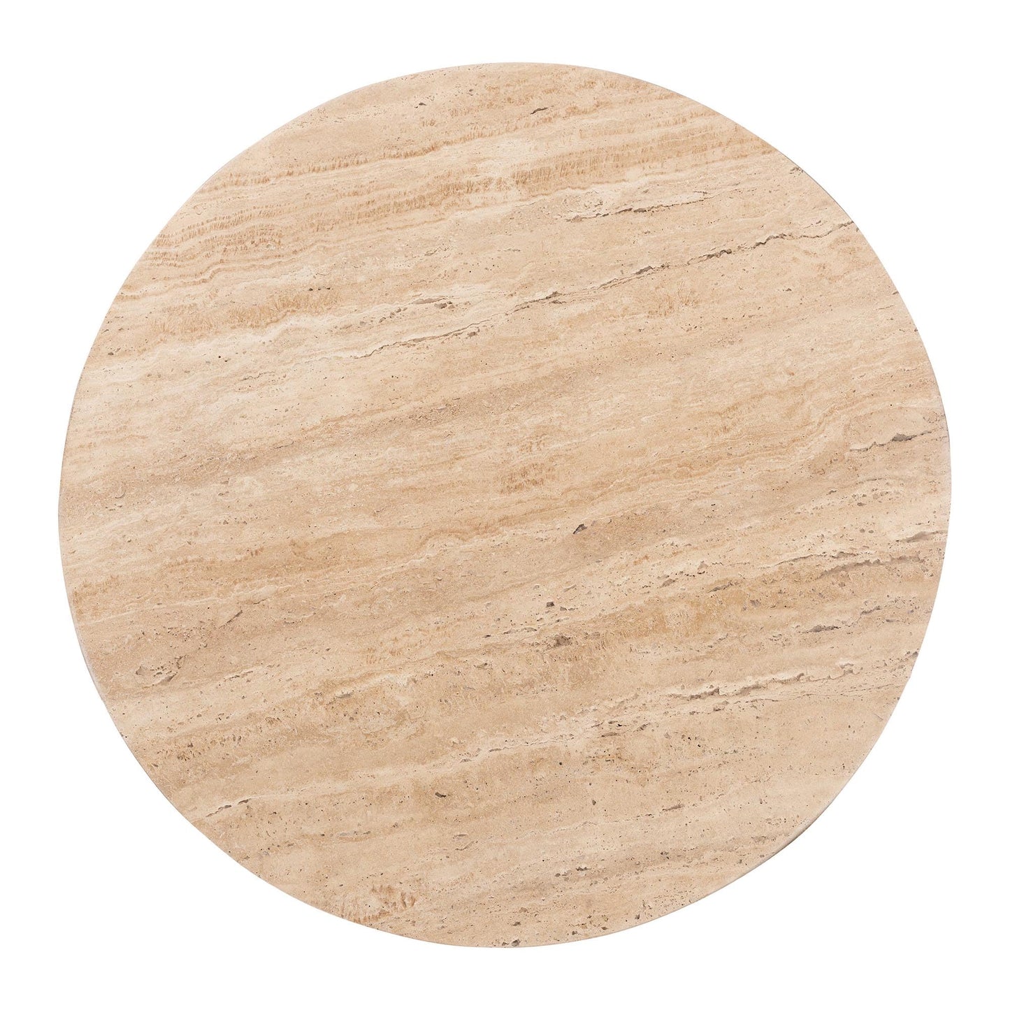 Baxton Studio Prospero Round Travertine Coffee Table - Modern Accent Table with Mango Wood Frame for Living Room or Seating Areas
