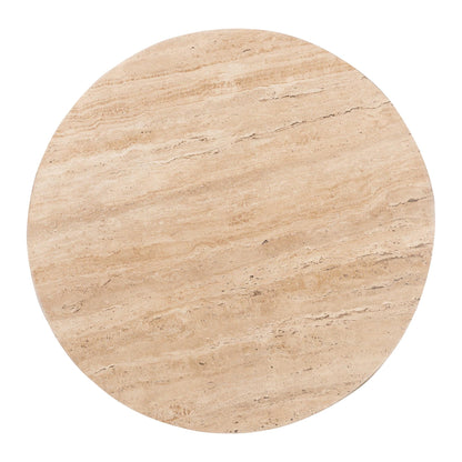 Baxton Studio Prospero Round Travertine Coffee Table - Modern Accent Table with Mango Wood Frame for Living Room or Seating Areas