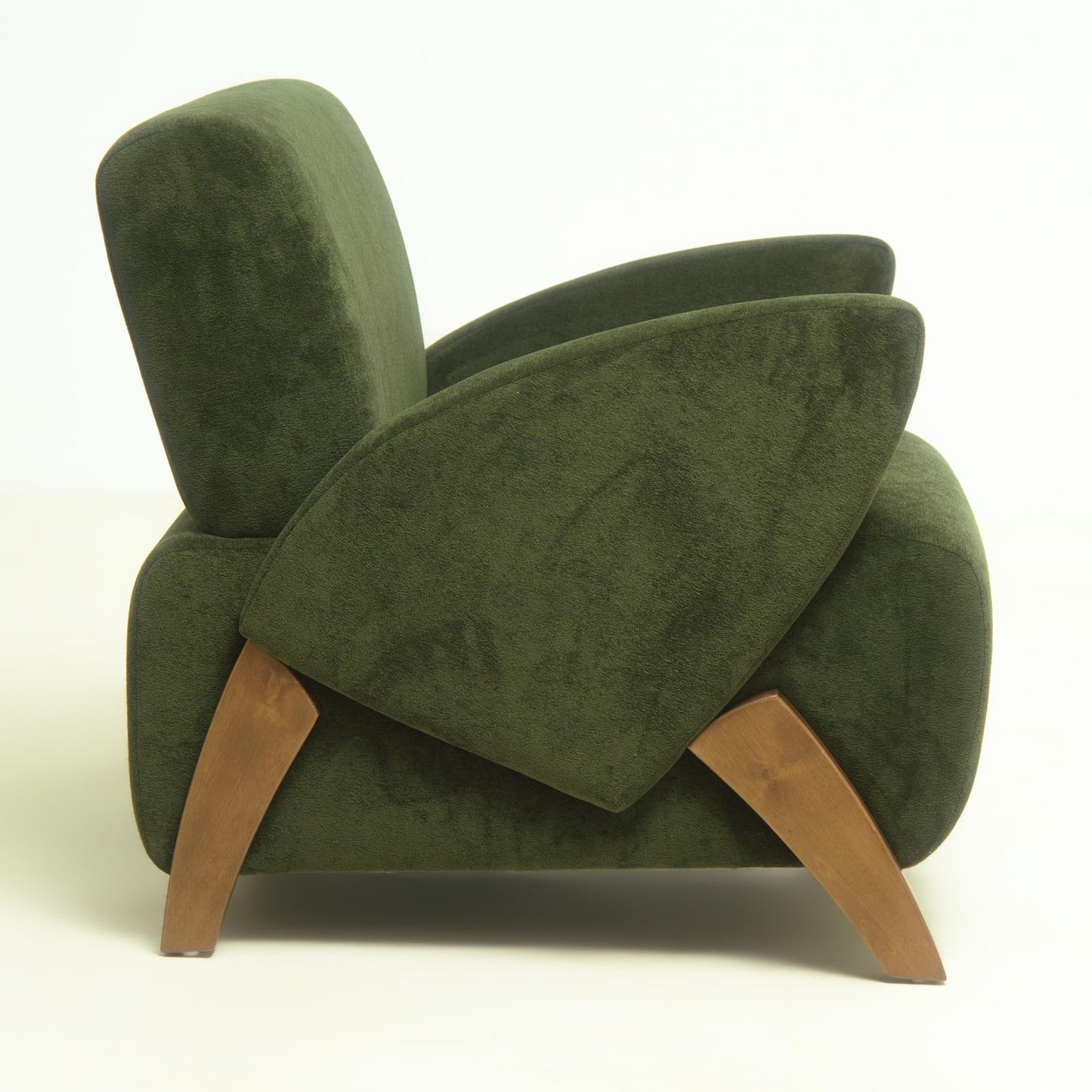 KEIKI Comfy Velvet Armchair, Luxury Accent Reading Gaming Arm Chair with Birch Legs, Oversized Decorative Single Lounge Sofa Chair, Cloud Deep Seating for Office Living Room, Easy Assembly, Green