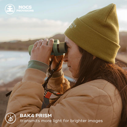 Nocs Provisions Field Issue Compact 10x32 Waterproof Binoculars, Shockproof, Fogproof, 10X Magnification, Bak4 Prism, Multi-Coated Lenses for Adults & Kids, Bird Watching, Hunting & Wildlife Viewing