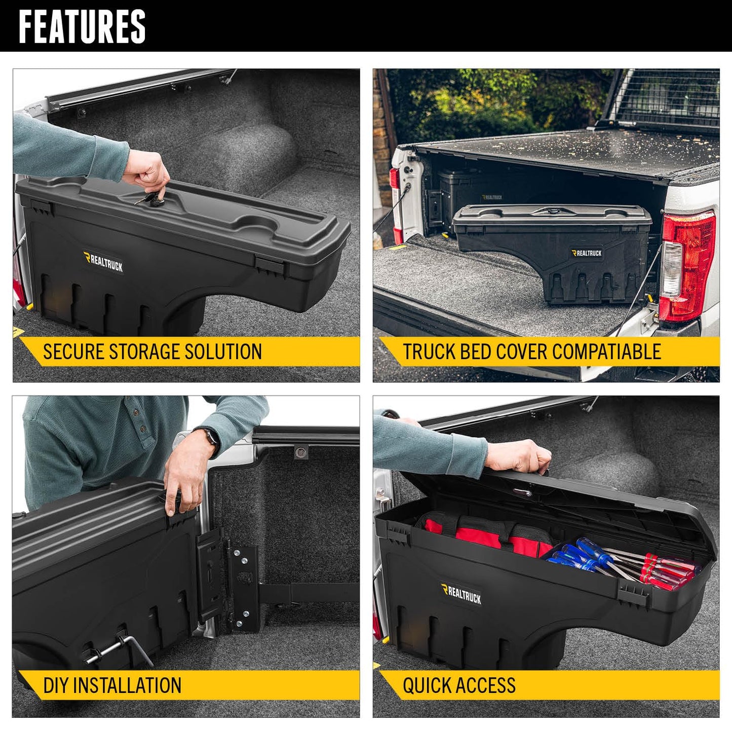RealTruck UnderCover SwingCase Truck Bed Storage Box | SC105D | Fits 2020-2025 Chevy/GMC Silverado/Sierra 2500/3500HD Drivers Side (Will not fit with MultiPro Tailgate)