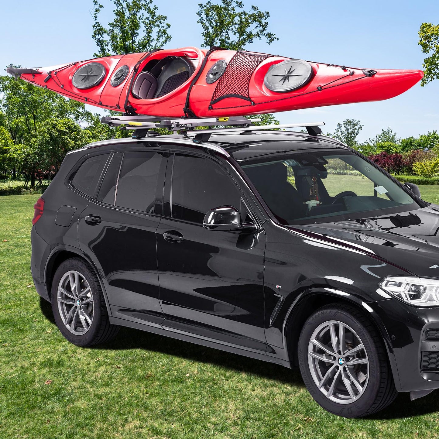 TOOENJOY Heavy-Duty Kayak Lift Assist Roof Rack, 100 LBS Capacity Kayak Canoe Rooftop Loader, Elevating Assist System for Easy Loading