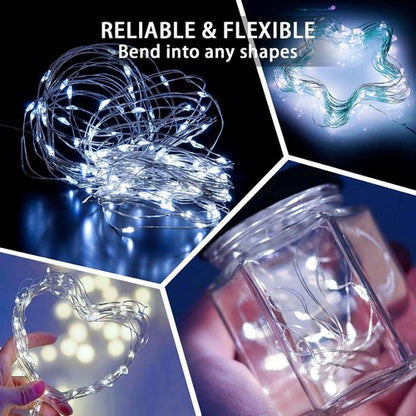 **Skiennix 8-Pack White Fairy Lights - 7Ft 20 LED Twinkle String Lights | Battery Operated & Waterproof for Weddings, Parties, & Decor**