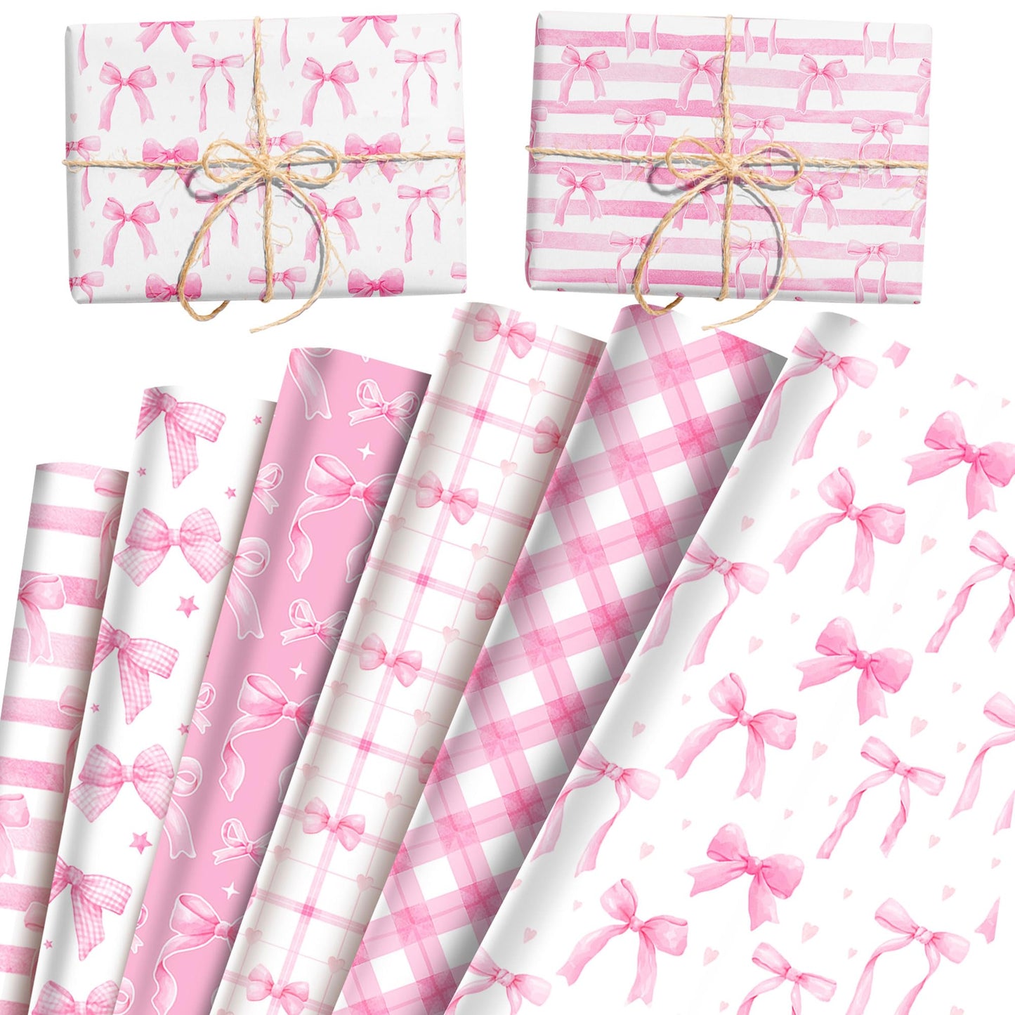 Thirty and Thirsty 12 Sheets Pink Bow Wrapping Paper Coquette Gift Wrap Paper Pink Bows Girly Wrapping DIY Crafts Papers Coquette Birthday Party Favors Supplies