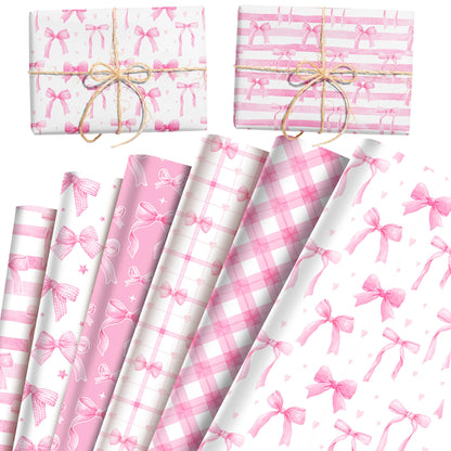 Thirty and Thirsty 12 Sheets Pink Bow Wrapping Paper Coquette Gift Wrap Paper Pink Bows Girly Wrapping DIY Crafts Papers Coquette Birthday Party Favors Supplies