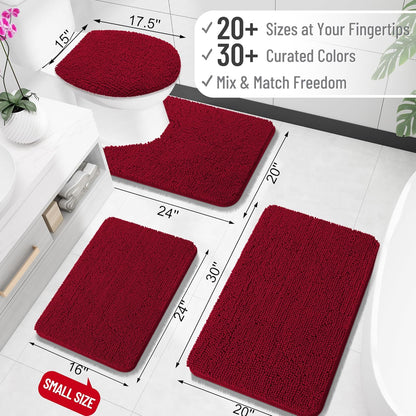 OLANLY Large Bath Rugs - Extra Soft Chenille, Quick-Dry & Machine Washable | 47x32, Red