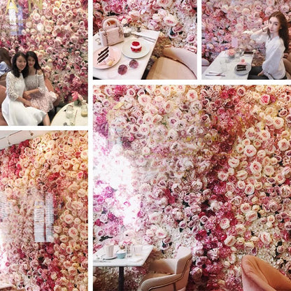 JIIPOREGJ Wedding Background Backdrop Panels 3D Flower Wall Panel Artificial Silk Flowers Mat Wall for Wall Decor DIY Centerpieces Arrangements Party Home,2x2m